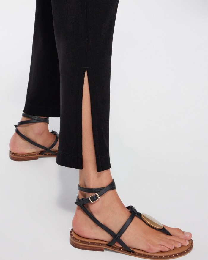 Chicos Travelers Wide Leg Side Slit Ankle Pants - Travelers Black