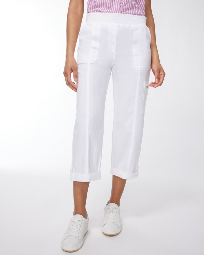 Chicos Poplin Cropped Pants - Alabaster