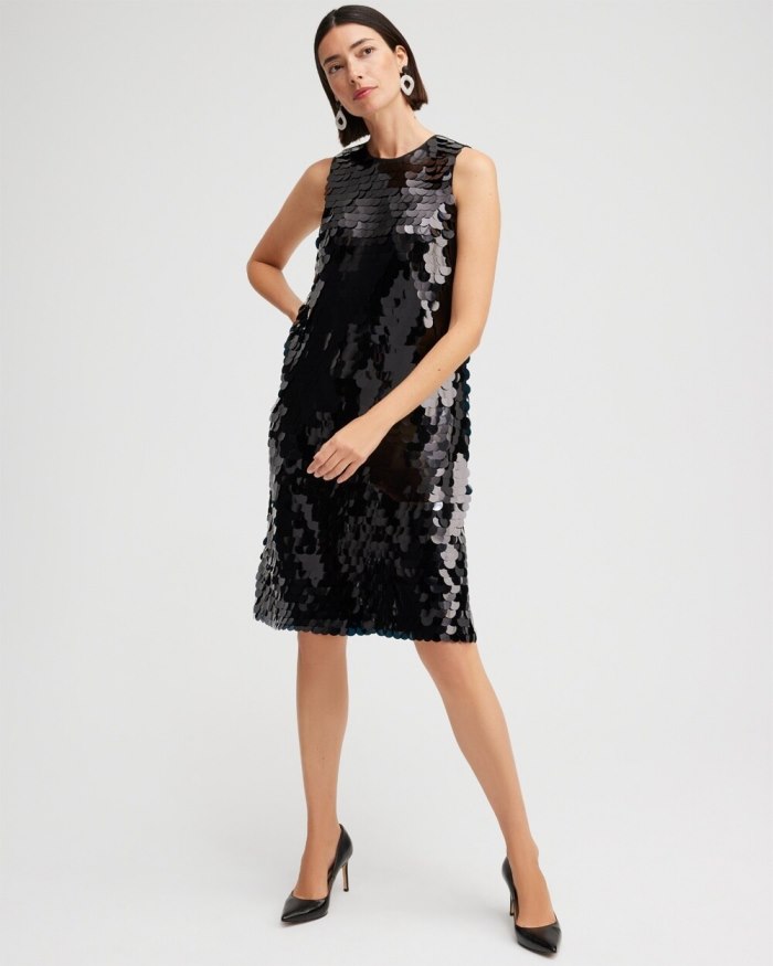 Chicos Sleeveless Sequin Dress - Black