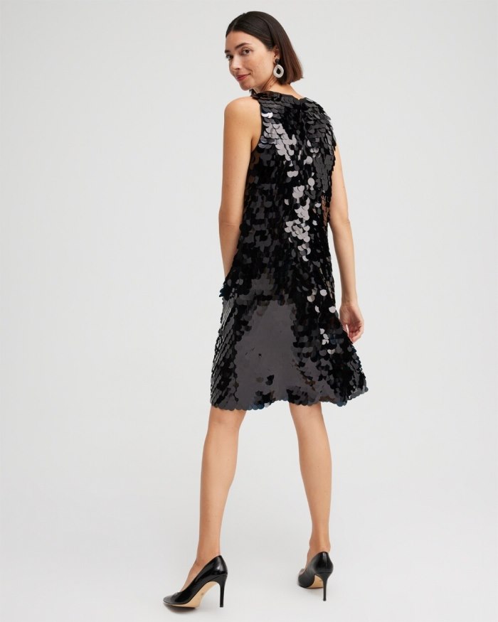 Chicos Sleeveless Sequin Dress - Black