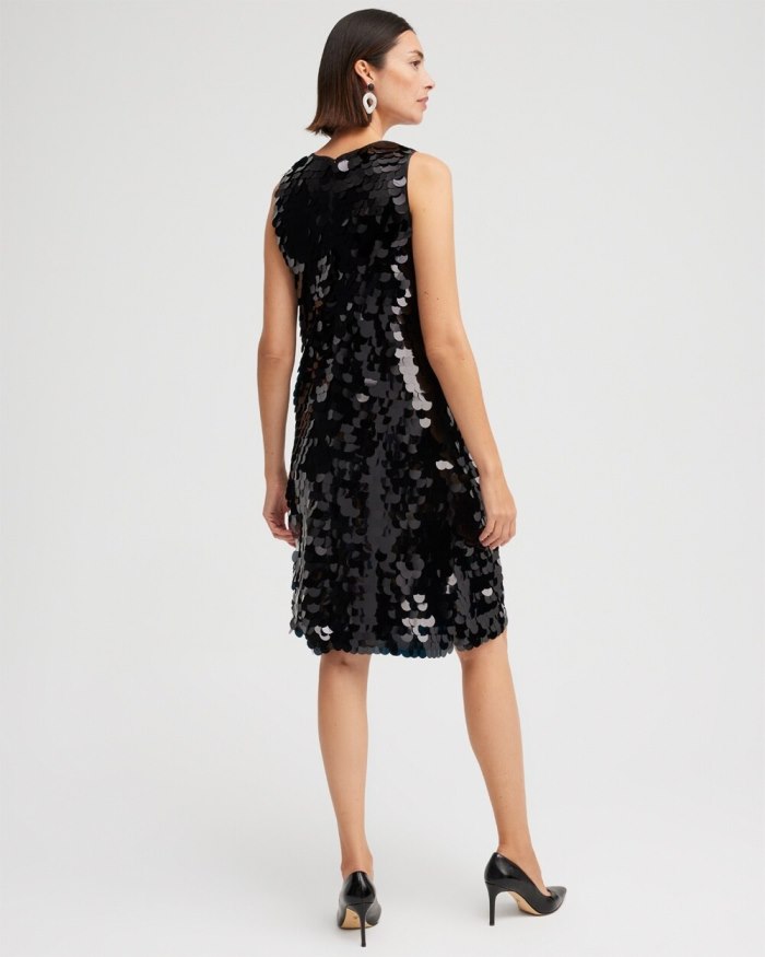 Chicos Sleeveless Sequin Dress - Black