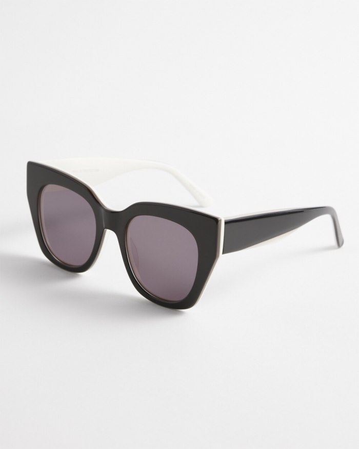 Chicos Black and White Cateye Sunglasses - Black/White
