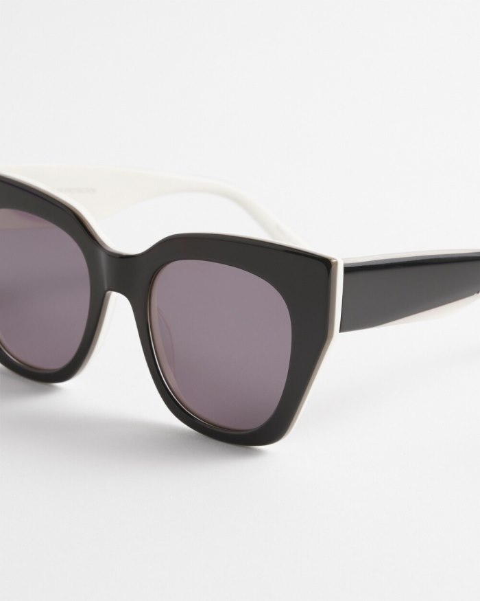 Chicos Black and White Cateye Sunglasses - Black/White