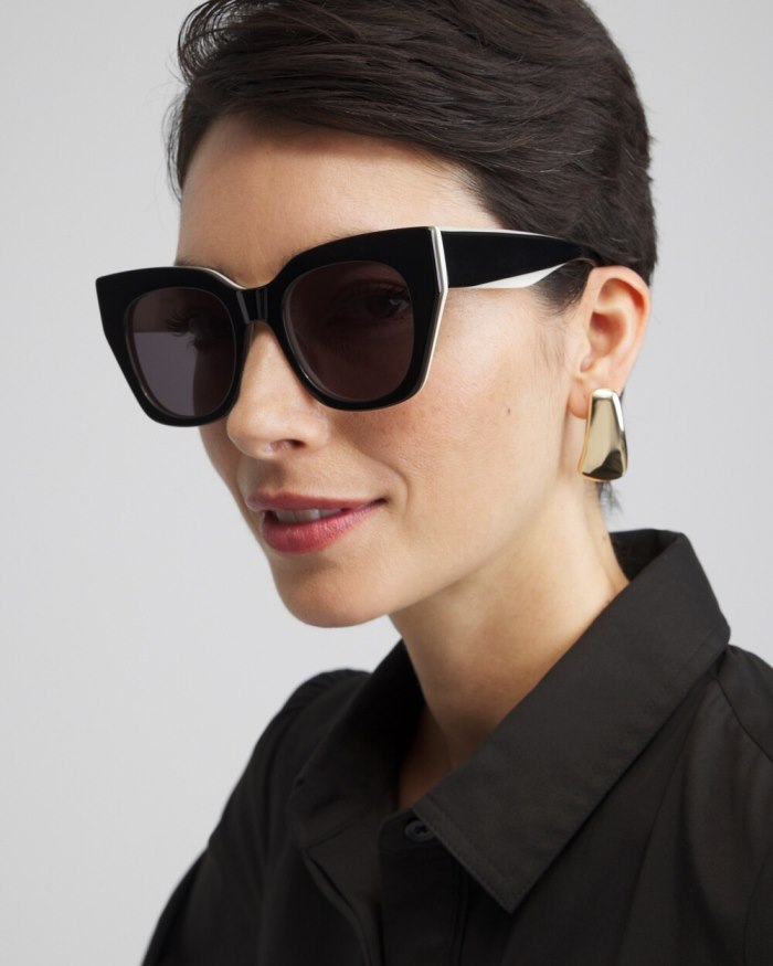 Chicos Black and White Cateye Sunglasses - Black/White