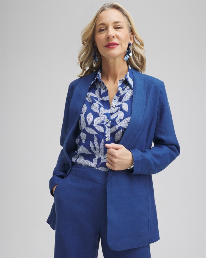 Chicos Linen Blazer - Naval Indigo