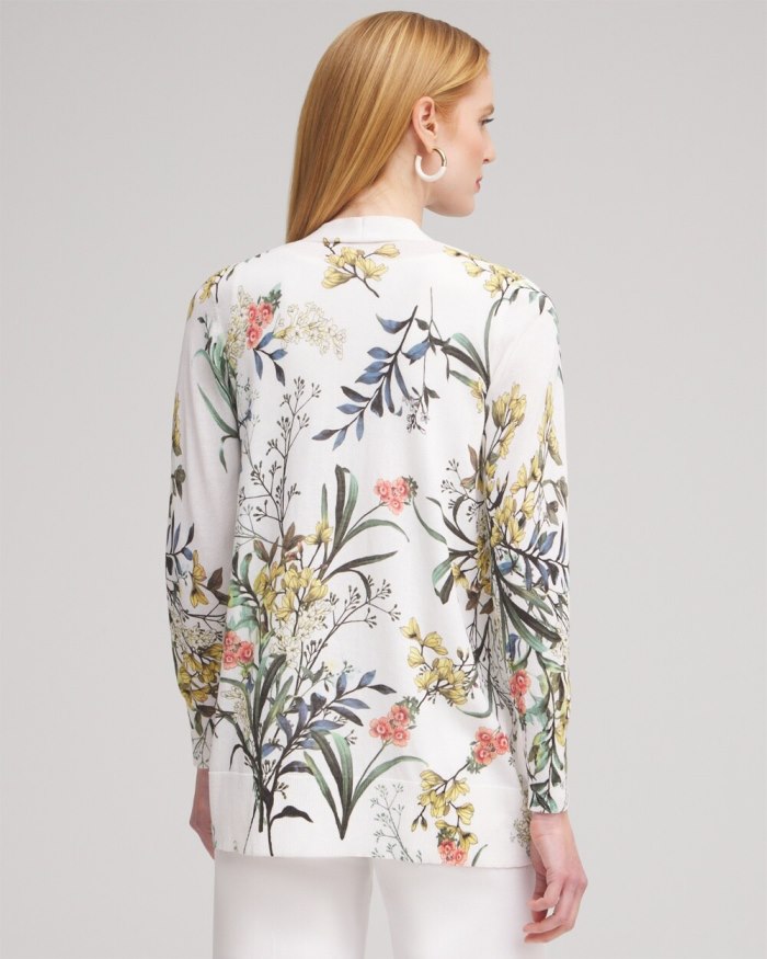 Chicos Summer Romance Floral Cardigan - Alabaster