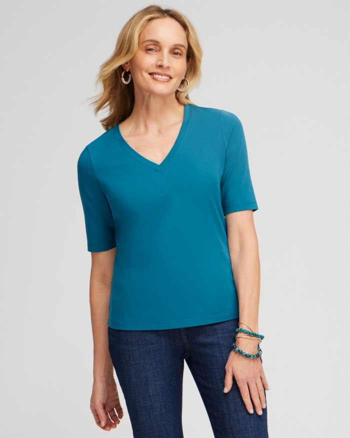 Chicos Perfect Elbow Sleeve Tee - Moonlit Teal