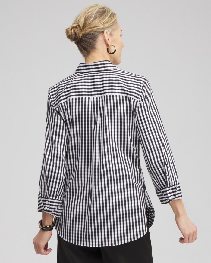 Chicos No Iron Stretch Gingham Shirt - Black