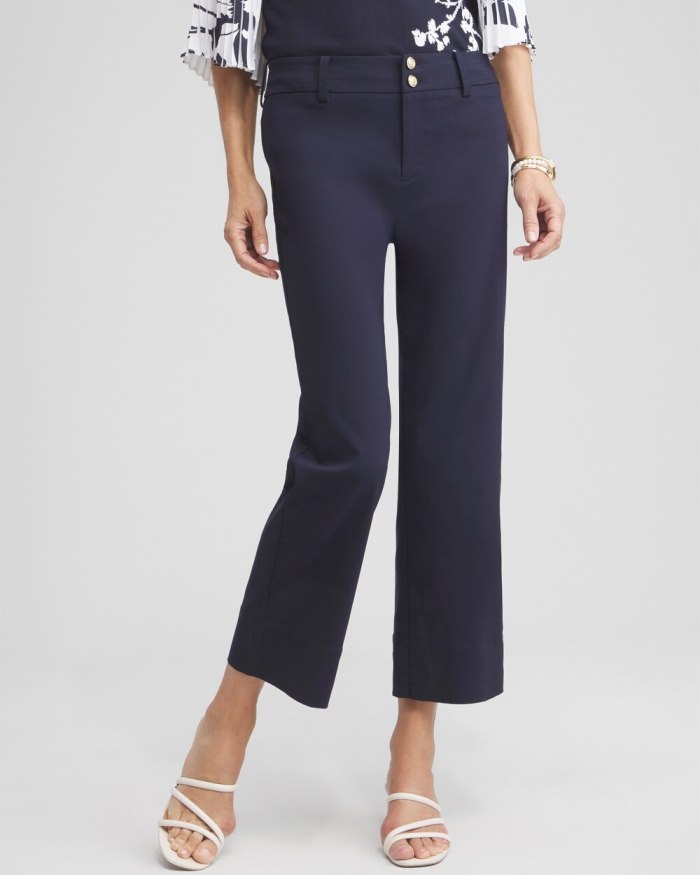 Chicos Trapunto Wide Leg Cropped Pants - Ink