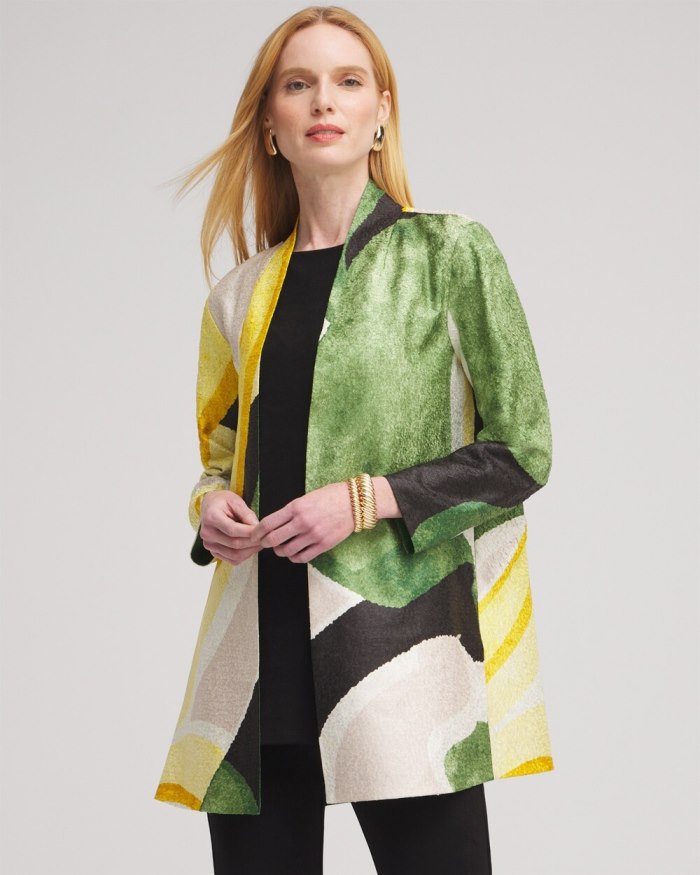 Chicos Travelers Collection Abstract Crushed Jacket - Verdant Green