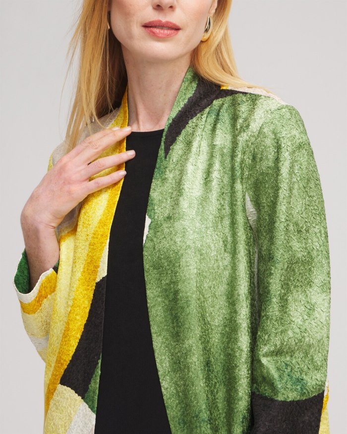 Chicos Travelers Collection Abstract Crushed Jacket - Verdant Green