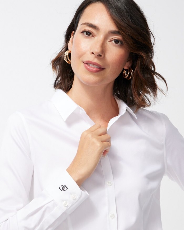 Chicos No-Iron Fitted Stretch Shirt - Optic White