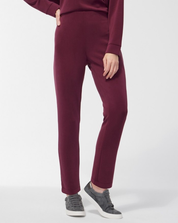 Chicos Zenergy Sueded Scuba Pants - Deep Merlot