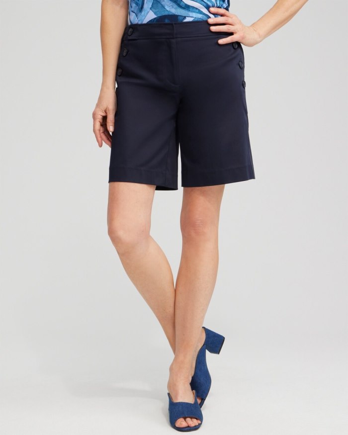 Chicos Sailor Button Shorts - Classic Navy