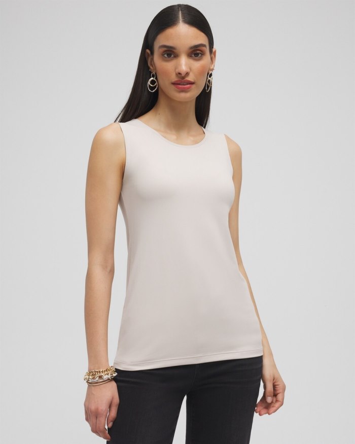 Chicos High Neck Microfiber Tank - Smokey Taupe