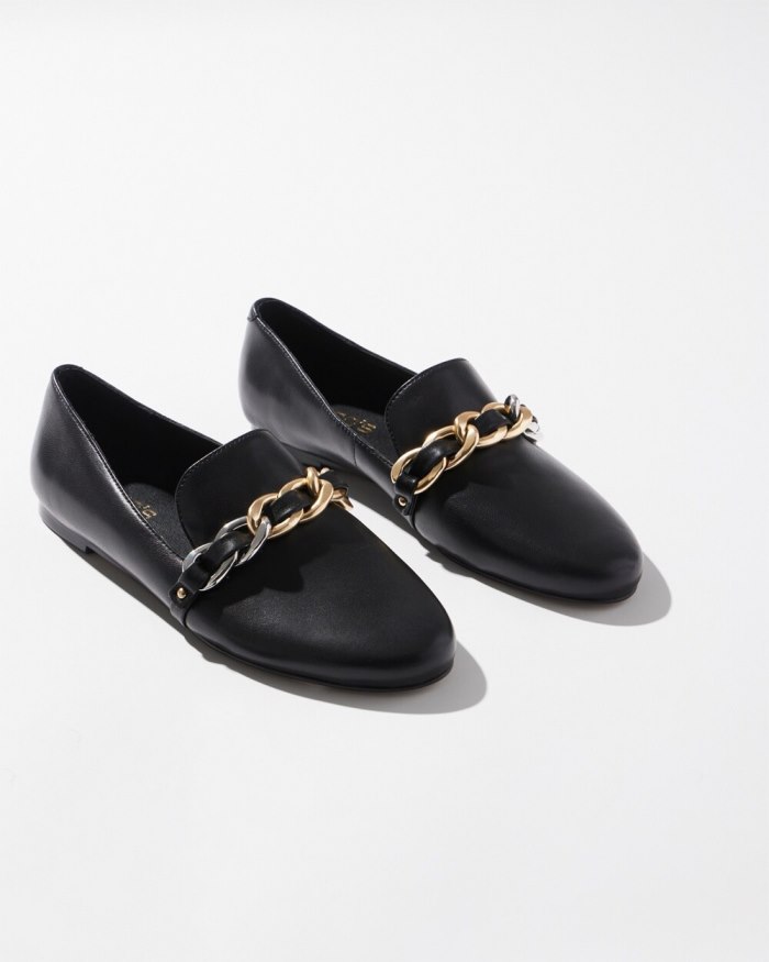 Chicos Black Leather Loafers - Black