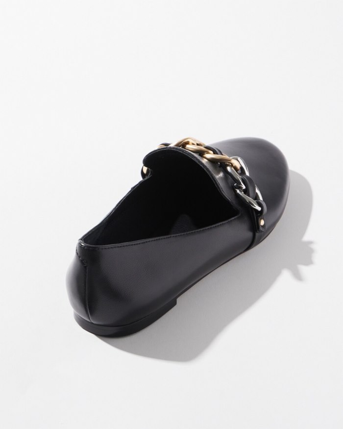 Chicos Black Leather Loafers - Black