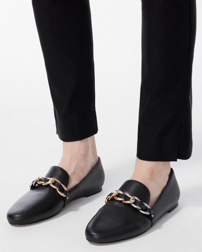 Chicos Black Leather Loafers - Black