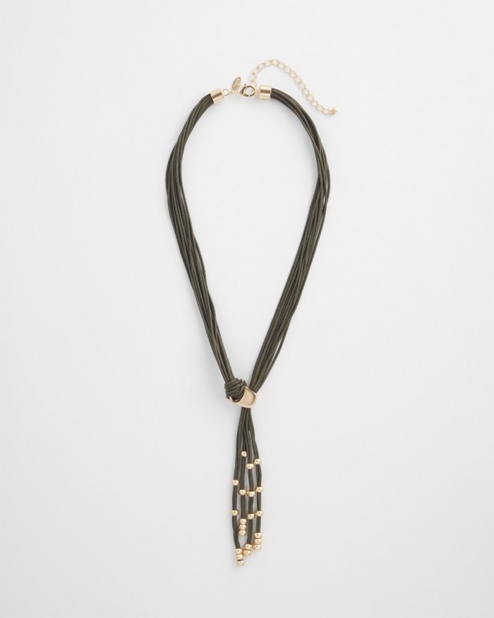 Chicos Multistrand Tassel Y-Necklace - Olive