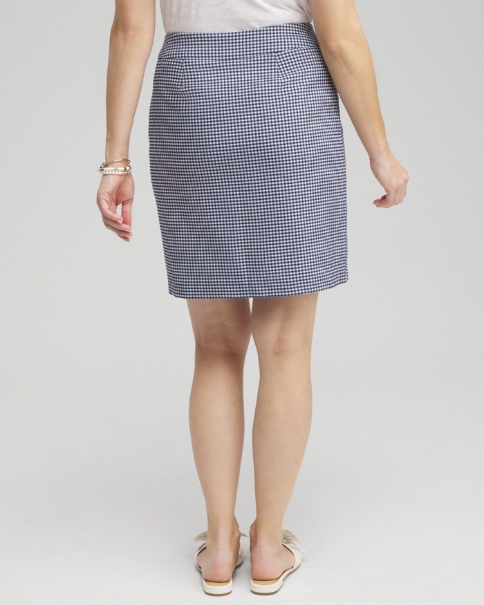 Chicos Brigitte Pull-On Gingham Skort - Alabaster/Blue