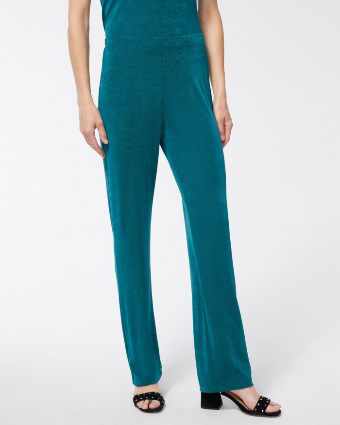 Chicos Travelers Classic No Tummy Pants - Peacock Teal