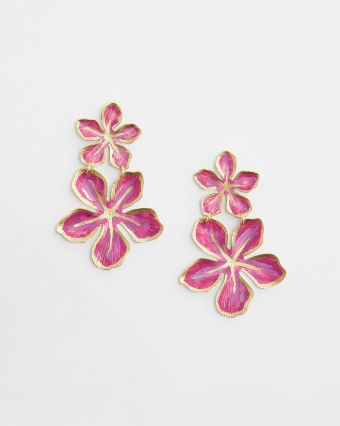 Chicos No Droop Magenta Flower Earrings - Magenta Rose