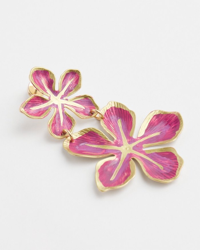 Chicos No Droop Magenta Flower Earrings - Magenta Rose