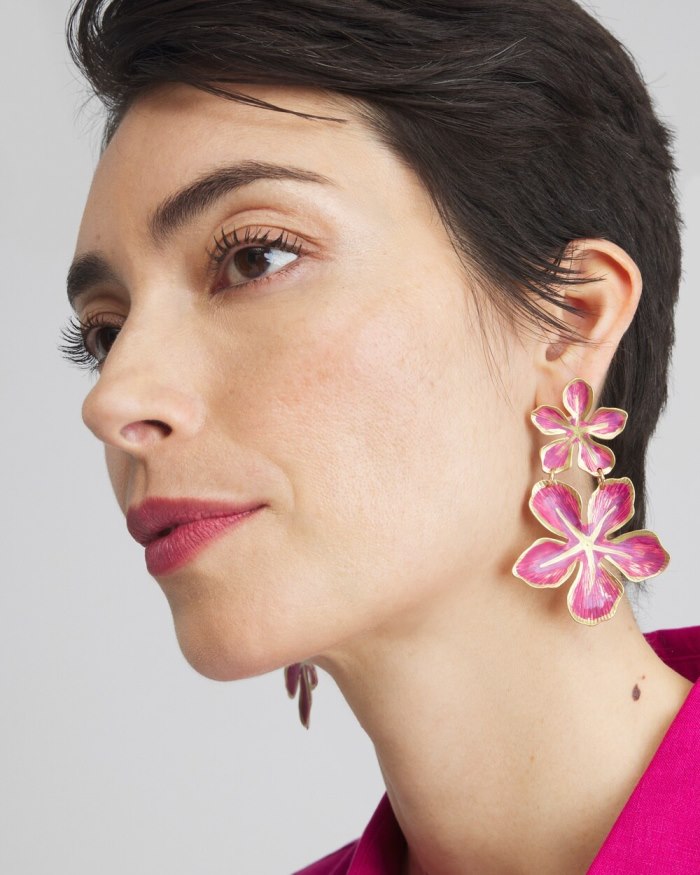 Chicos No Droop Magenta Flower Earrings - Magenta Rose