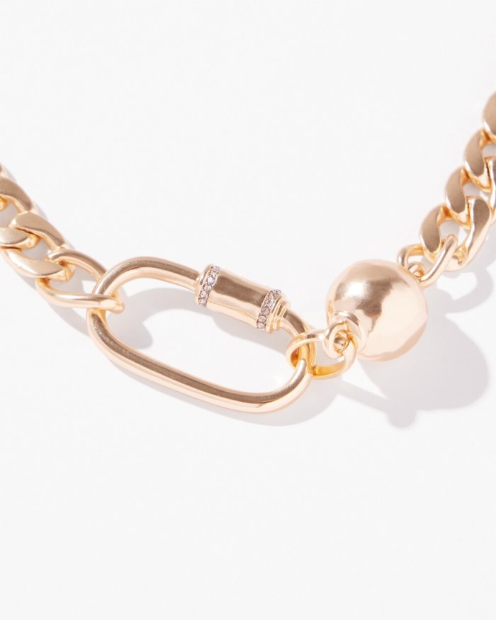 Chicos Gold Tone Carabiner Necklace - Gold