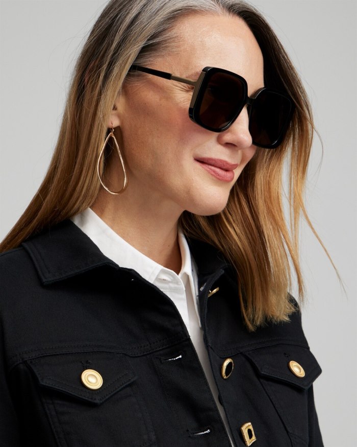 Chicos Black Square Sunglasses - Black