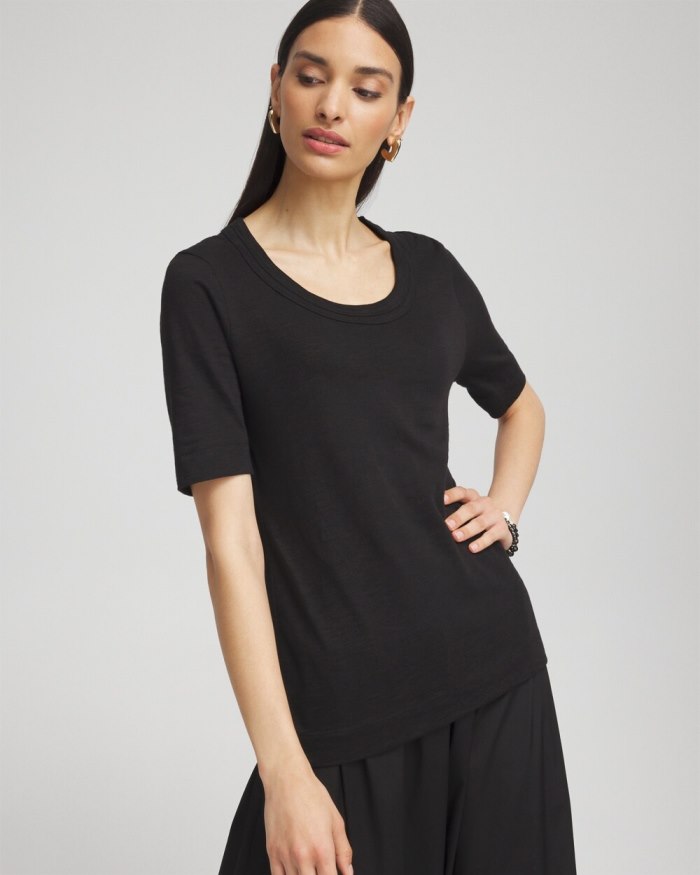 Chicos Scoop Neck Tee - Black