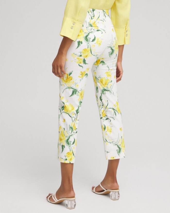 Chicos Juliet Floral Straight Cropped Pants - Alabaster