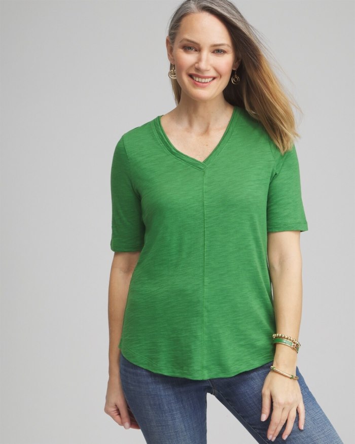 Chicos Elbow Sleeve A-line Tee - Verdant Green