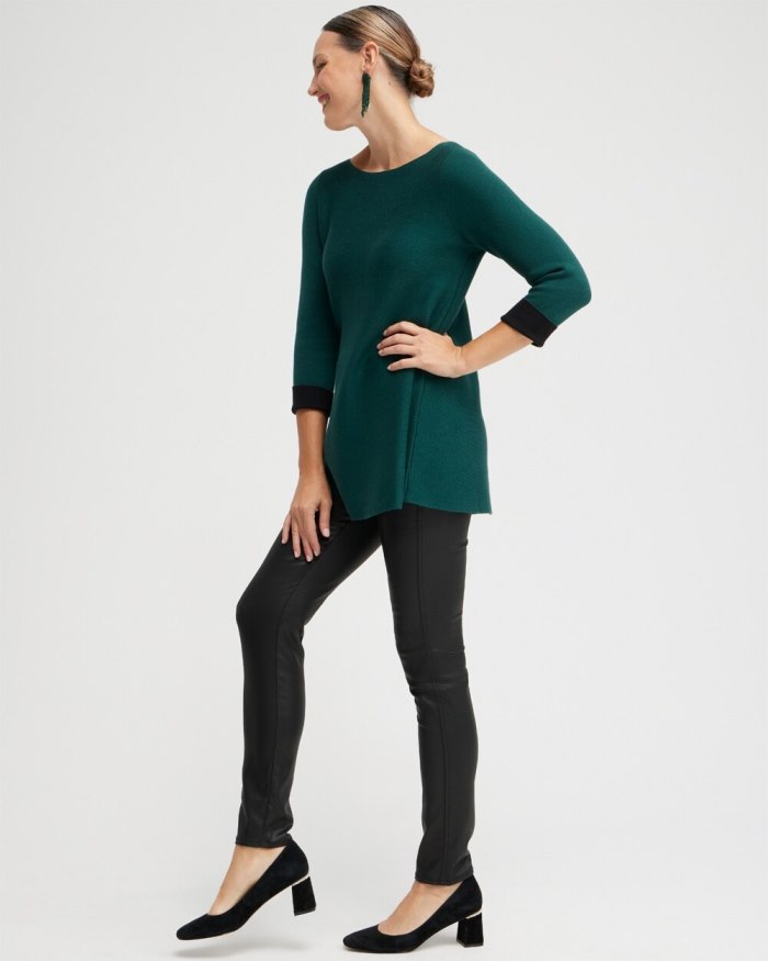 Chicos Green Double Knit Pullover Sweater - Enchanted Forest