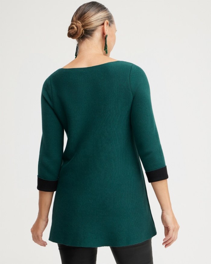 Chicos Green Double Knit Pullover Sweater - Enchanted Forest