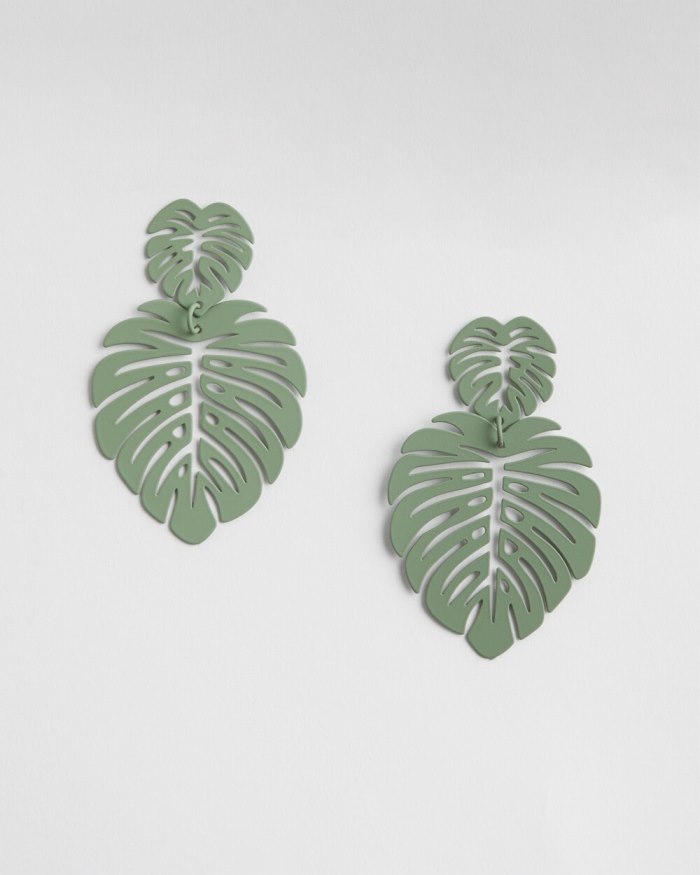 Chicos No Droop Green Leaf Earrings - Green