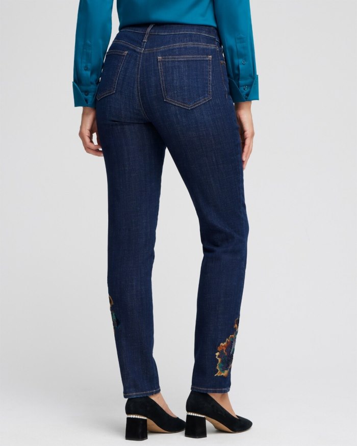 Chicos Girlfriend Sequin Ankle Jeans - Halton Street Indigo