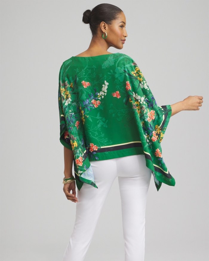 Chicos Floral Poncho - Verdant Green