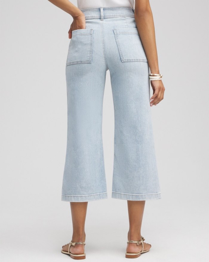 Chicos Wide Leg Cropped Trouser Jeans - Belleview Indigo