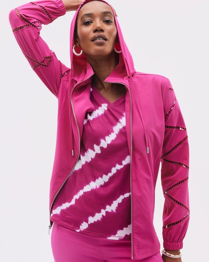 Chicos Zenergy UPF Neema Lattice Jacket - Magenta Rose