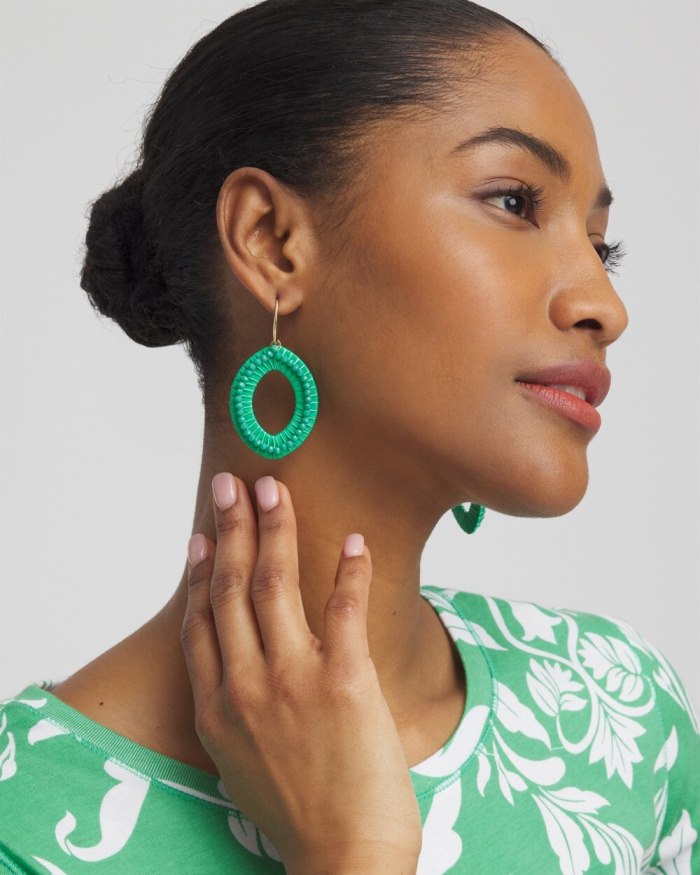 Chicos No Droop Green Navette Earrings - GRASSY GREEN