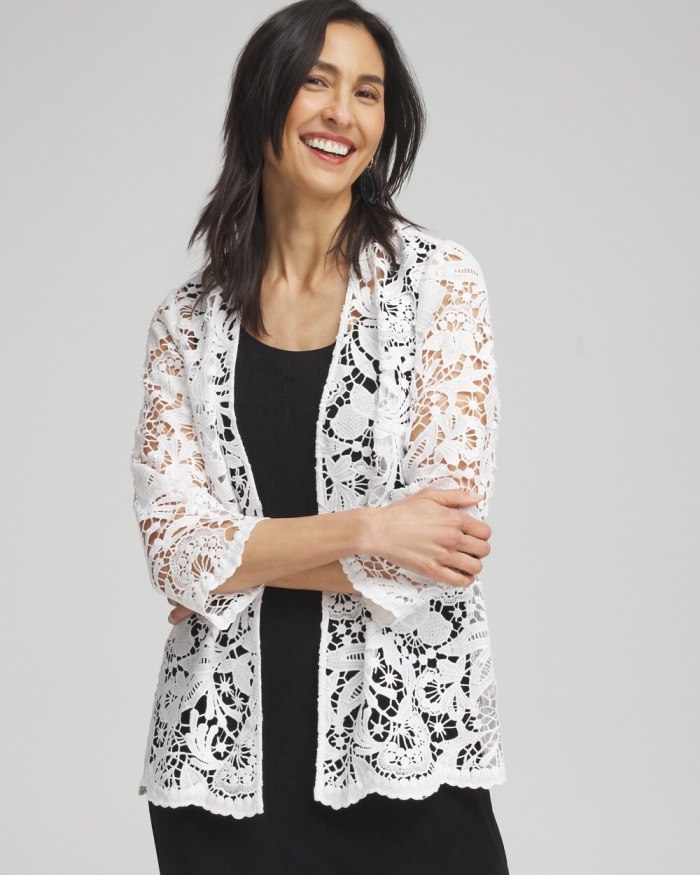 Chicos Travelers Collection Lace Jacket - Travelers Winter Drift