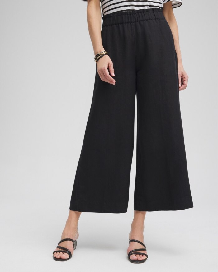 Chicos Linen Culottes - Black