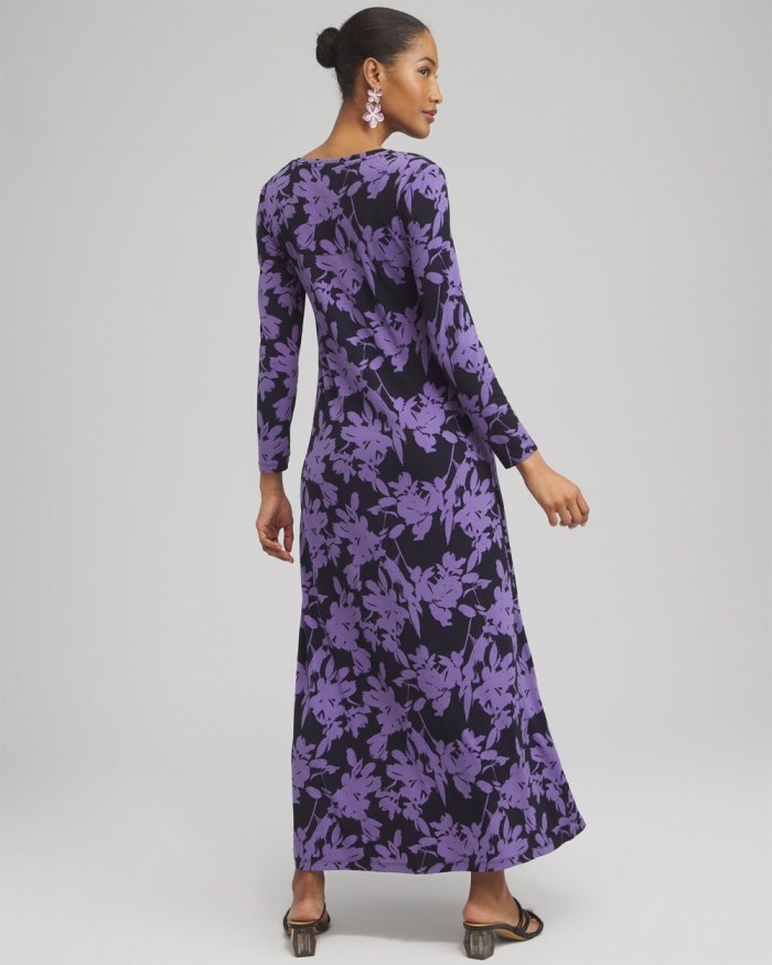 Chicos Floral V-neck Maxi Dress - Classic Navy