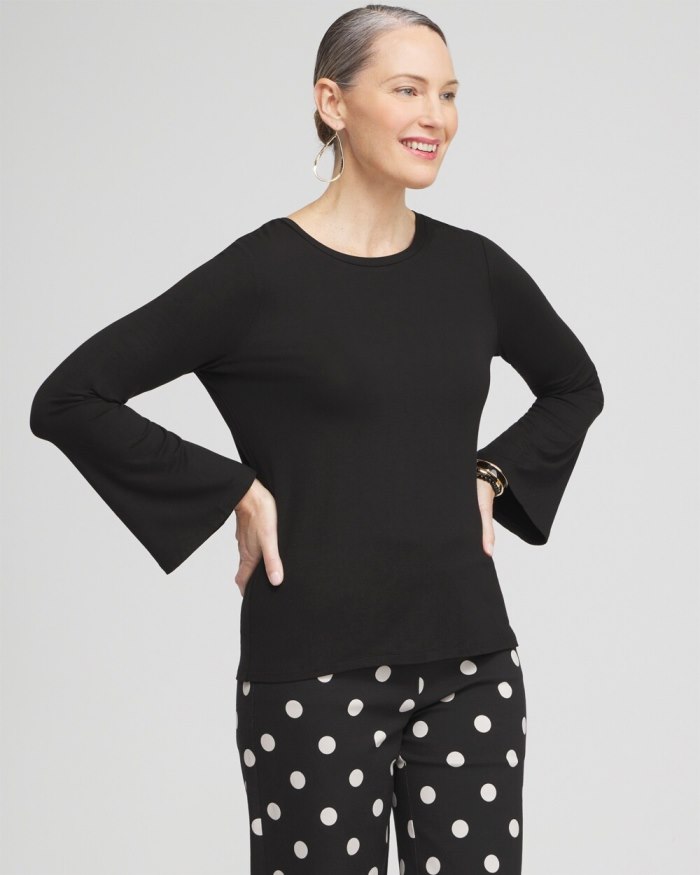 Chicos Touch of Cool Dots Flare Tee - Black