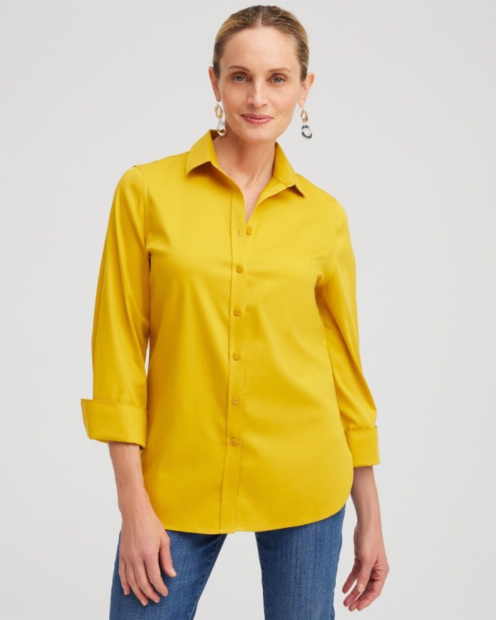 Chicos No Iron 3/4 Sleeve Shirt - Golden Hour