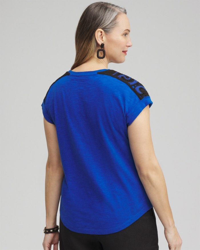 Chicos Crochet Shoulder Top - Intense Azure