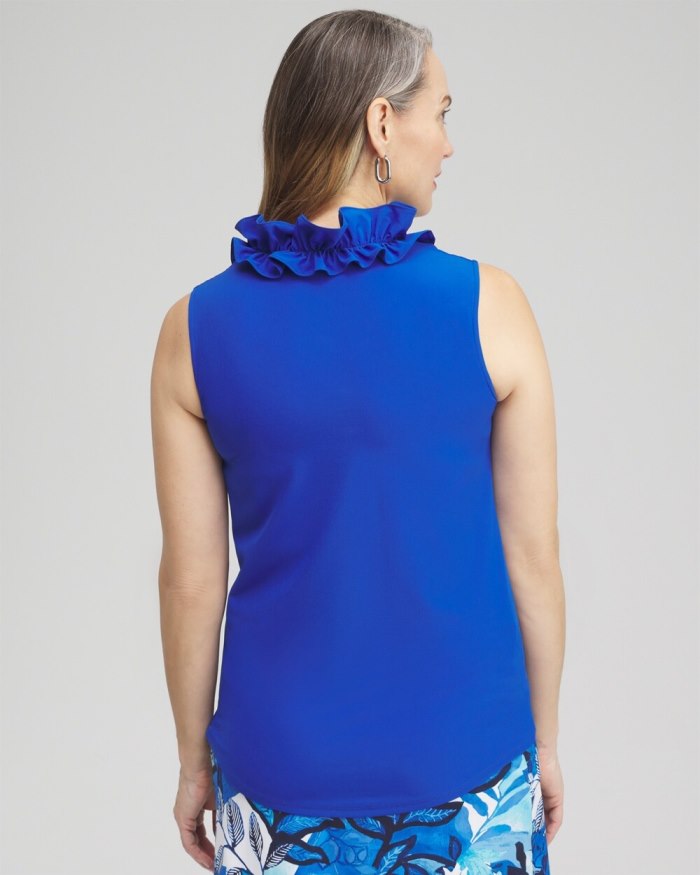 Chicos Zenergy Ruffle Neck Tank - Intense Azure