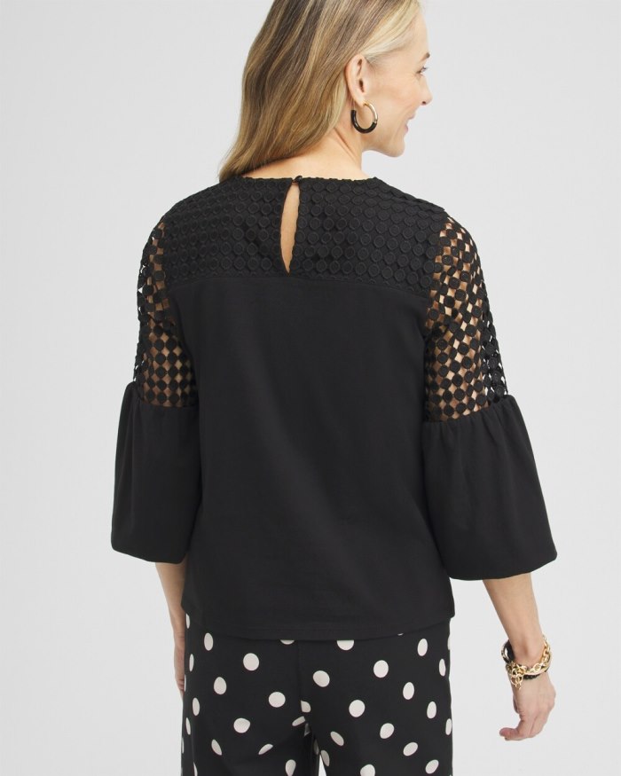 Chicos Lace Mix Top - Black