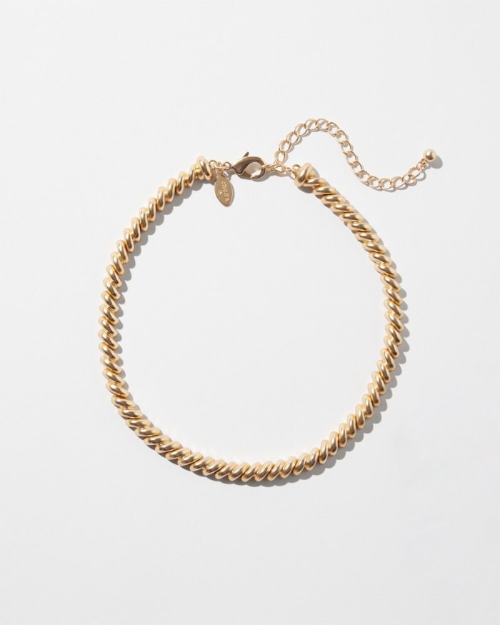 Chicos Gold Tone Twist Collar Necklace - Gold